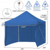 10 x 10 Feet Pop-up Gazebo with 5 Removable Zippered Sidewalls and Extended Awning-Blue
