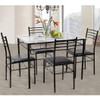5 Pieces Dining Set with Tempered Glass Top Table and 4 Upholstered Chairs
