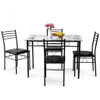 5 Pieces Dining Set with Tempered Glass Top Table and 4 Upholstered Chairs
