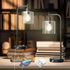 Set of 2 - Modern Stylish Black Metal Arch USB Table Lamp with LED Bulbs