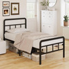 Twin XL Heavy Duty Metal Bed Frame with Headboard and Footboard in Black
