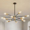 33-inch Modern 12-Light Dimmable Sputnik Chandelier in Black/Gold Finish