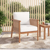 Patio Acacia Wood Chair Set of 2 with Woven Rope Armrests and Seat Back Cushions for Backyard-White