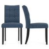 Set of 2 Tufted Dining Chairs Armless with Rubber Wood Legs-Dark Blue