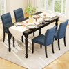Set of 2 Tufted Dining Chairs Armless with Rubber Wood Legs-Dark Blue