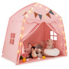 Kids Play Tent Bed Tent with String Lights Extra Large Playhouse Tent-Beige