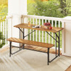 Acacia Wood Patio Table Bench for 2 People One-Side Picnic Table