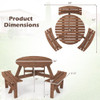 6-Person Round Picnic Table Set with 3 Built-in Benches and Umbrella Hole-Brown