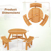 6-Person Round Picnic Table Set with 3 Built-in Benches and Umbrella Hole-Brown