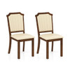 Dining Chair Set of 2 with PU Leather and Rubber Wood Frame-Brown