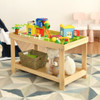 Solid Multifunctional Wood Kids Activity Play Table-Dark Brown