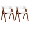 Wooden Dining Chair Set of 2 Mid-Century Modern Sherpa Upholstered Kitchen Dining Room Chairs-Black