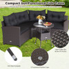 4 Pieces Patio Rattan Furniture Set Cushioned Sofa Glass Table-Navy