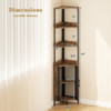 6-Tier Corner Shelf 67 Inches Tall Corner Bookshelf with Cabinet Industrial Bookcase-Brown