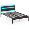 Heavy-Duty Metal Slats Support Bed Platform with Charging Station-Walunt