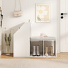 Shoe Storage Bench with Removable Seat Cushion and 6 Storage Compartments-White