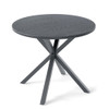 33.5 Inch Round Patio Bistro Table with Wood-Like Top and X-Shaped Legs-Gray