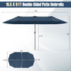 15.5 FT Extra-Large Patio Umbrella with LED Solar Lights and Crank Handle-Beige