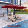 15.5 FT Extra-Large Patio Umbrella with LED Solar Lights and Crank Handle-Beige