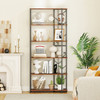 6-Tier Bookshelf Modern Geometric Bookcase with Heavy-duty Metal Frame and Anti-tipping Kits-Rustic