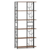 6-Tier Bookshelf Modern Geometric Bookcase with Heavy-duty Metal Frame and Anti-tipping Kits-Rustic