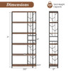 6-Tier Bookshelf Modern Geometric Bookcase with Heavy-duty Metal Frame and Anti-tipping Kits-Rustic