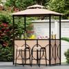 6.5 x 4 x 8 FT Grill Gazebo Set with 2 Bar Stools and Bar Table-Brown