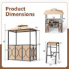 6.5 x 4 x 8 FT Grill Gazebo Set with 2 Bar Stools and Bar Table-Brown