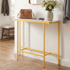 Console Table 44-Inch Entryway Table with Faux Marble Tabletop and Heavy-Duty Metal Frame-Gray