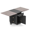 Folding Dining Table 3-in-1 Space-Saving Drop Leaf Kitchen Table with Lockable Wheels-Brown