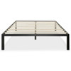 Full Size Modern Black Metal Platform Bed Frame with Wood Slats