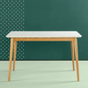 Modern 47 x 29 inch Mid-Century Dining Table in White and Natural Wood Finish