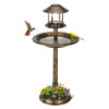 Outdoor Garden Birdbath in Bronze Finish with Solar Light