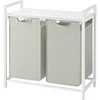2-Basket Laundry Hamper Sorter White Frame Removable Bags and Top Storage Shelf