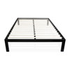 Queen size Modern Black Metal Platform Bed Frame with Wood Slats
