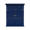 Navy Wall Mounted 2-Door Louvered Crown Molding Bathroom Wall Cabinet