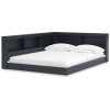 Full size Blue Wooden Corner Storage Bed with Bookcase Headboard and USB Ports