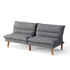 Modern Grey Corduroy Fabric Futon Sleeper Sofa Bed Couch with Wood Legs
