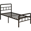 Twin Heavy Duty Metal Bed Frame with Headboard and Footboard in Black