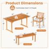 6 Pieces Outdoor Acacia Wood Dining Set with Umbrella Hole