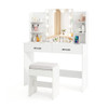 Vanity Set with Lighted Mirror and Stool with Power Outlet-Black