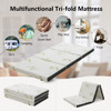Portable Tri-fold Memory Foam Floor Mattress Topper Portable with Carrying Bag-M