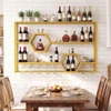 Wall Mounted Wine Rack 47" Large Floating Bar Shelves-Gold