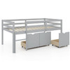Twin Size Low Loft Bed with 3 Drawers with Ladder and Full-length Guardrails-Gray
