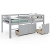 Twin Size Low Loft Bed with 3 Drawers with Ladder and Full-length Guardrails-Gray