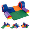 10-Piece Foam Climbing Blocks Soft PU Leather Play Gym Lightweight Baby Climber Structures-Multicol