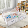 Large Baby Playpen with Pull Rings Ocean Balls and Cute Pattern-Penguin
