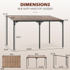 Wall-Mounted Patio Gazebo Large Outdoor Hardtop Pergola with Sloped Polycarbonate Roof-Black