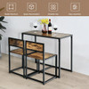 3 Pieces Dining Set Compact Table and 2 Chair with Metal Frame for Small Space-Oak