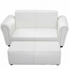 Black/White Kids Double Sofa with Ottoman-Black